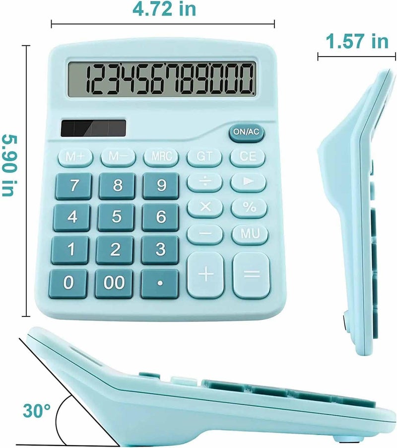 PUNGLTD Office Desk Calculator, Cute Calculator for Kids, Basic Calculators Desktop, Dual Power Simple Financial Calculator with Big Button Large Display for Office Home and School (Blue) - Image 4
